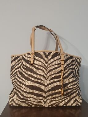MICHAEL Michael Kors Black and Cream Zebra-Print Tote